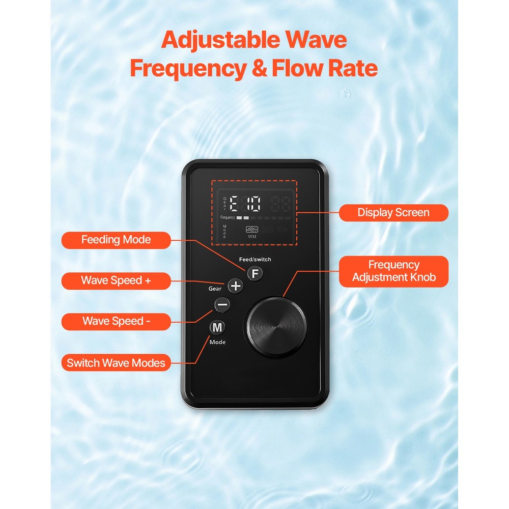 Aquarium Wave Maker Adjustable Cross Flow Pump with Controller 25W 1428 GPH