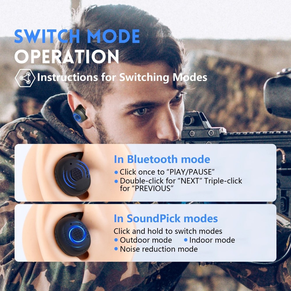 ARM NEXT E30 Bluetooth tactical earbuds for shooting training electronic hearing