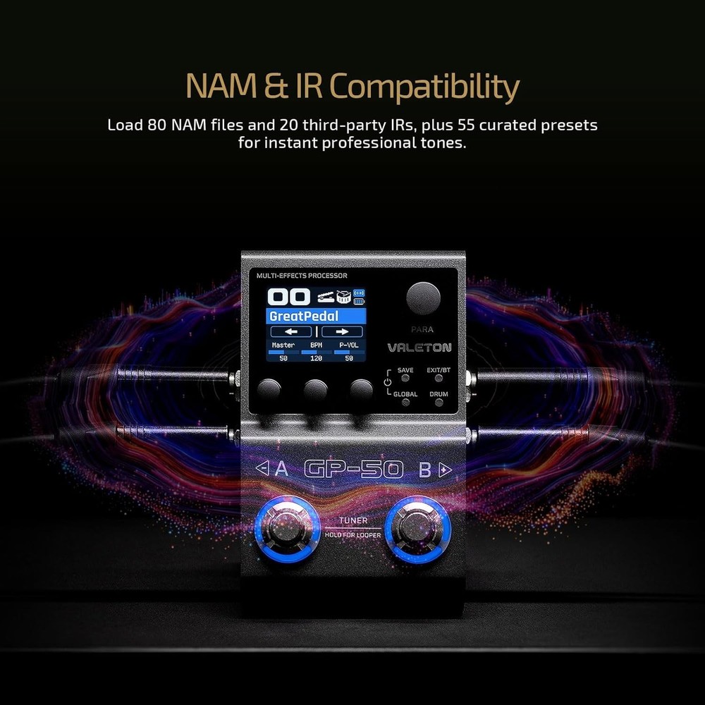 GP-50 Multi-Effects Processor | NAM & IR Loader with 100+ HD Effects, 9 Simul...
