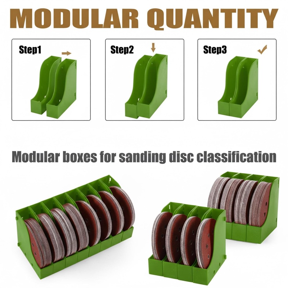 8 Pack Sandpaper Storage Organizer Boxes 5 Inch Sanding Discs Tool Storage Se...