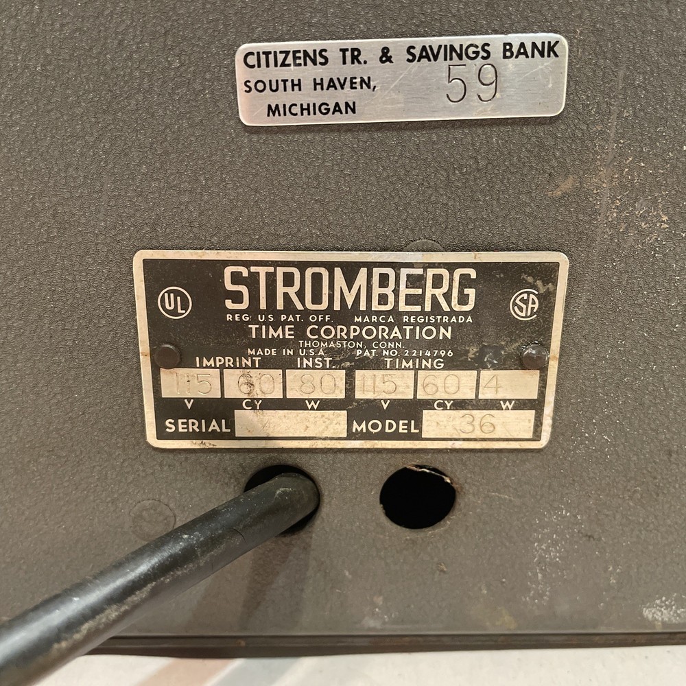 Vintage Stromberg Time clock in working condition
