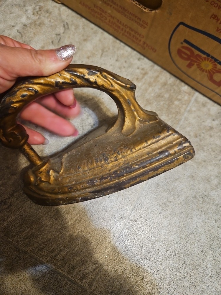 Gold Colored Antique Sad Iron Solid Cast Iron