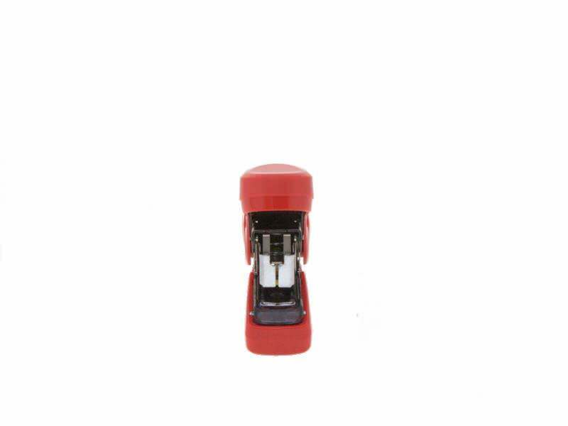Max Stapler - Flat Clinch - Ergonomic - Mini Style, Red