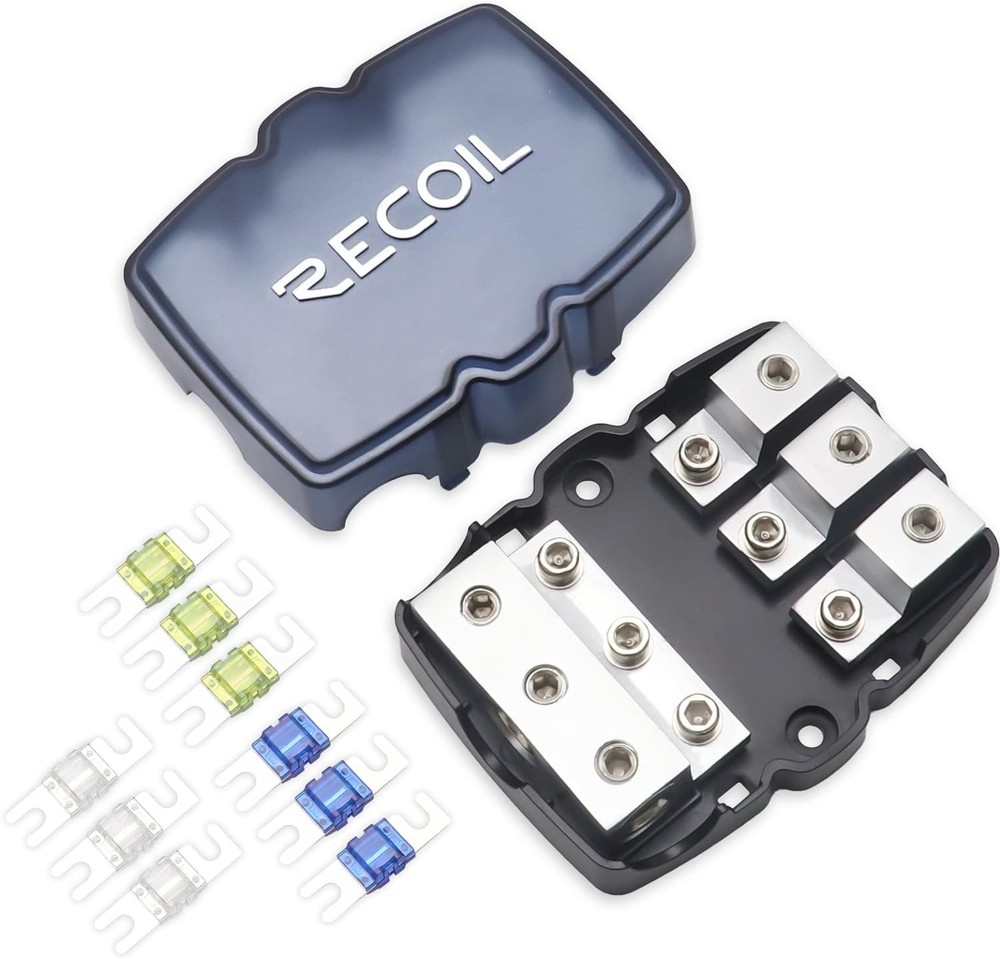 Durable 3-Way Mini Fused Distribution Block: Connect Multiple Amplifiers Easily