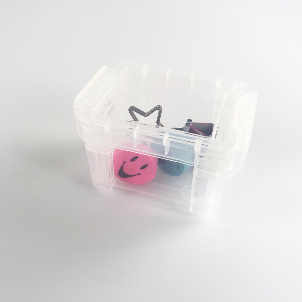 8 Pack Clear Plastic Pixie Storage Boxes - Desktop Organizer Set
