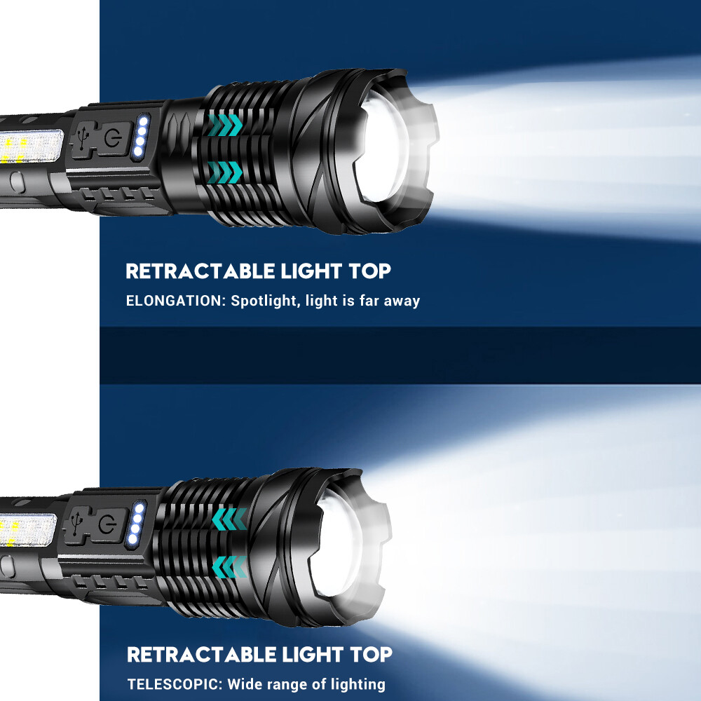 1000000 Lumens Rechargeable Super Bright LED Tactical Flashlight LED Work Light
