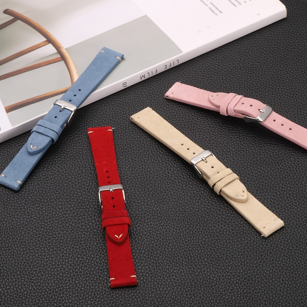 Suede Leather Strap Watch Bands Quick Release 20 mm Blue