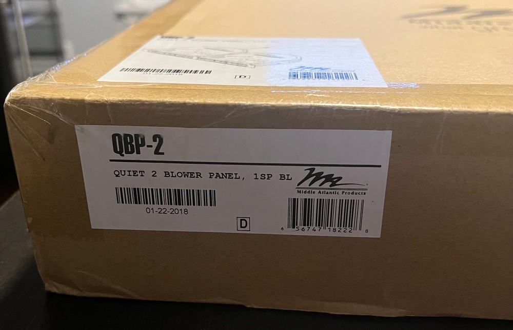 Middle Atlantic QBP-2 Quiet 2 Blower Panel - Keep rack cool - New in Box