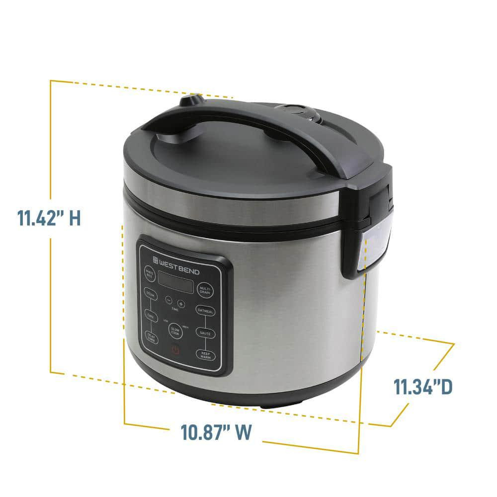 West Bend Rice Cooker 20-Cup Stainless Steel Multi-Function Durable Versatile