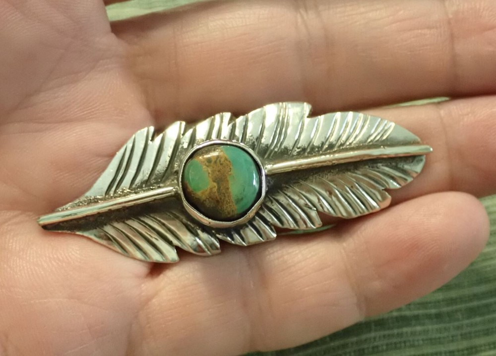 Feather Ring with Turquoise adjustable
