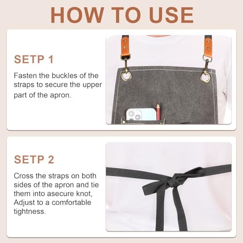 Multi-Functional Men's Tool Apron, Multi-Pocket Canvas Apron, Dark Grey