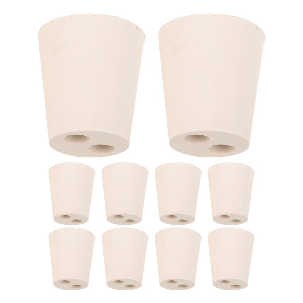 10 Pcs Rubber Experimental Stopper Stoppers with Hole Lab Assorted Plugs