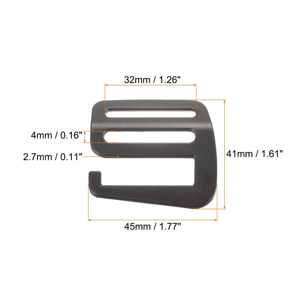 1.26" Webbing Release G Hook Buckle Adjuster for Backpack Strap 8Pcs Matte Black