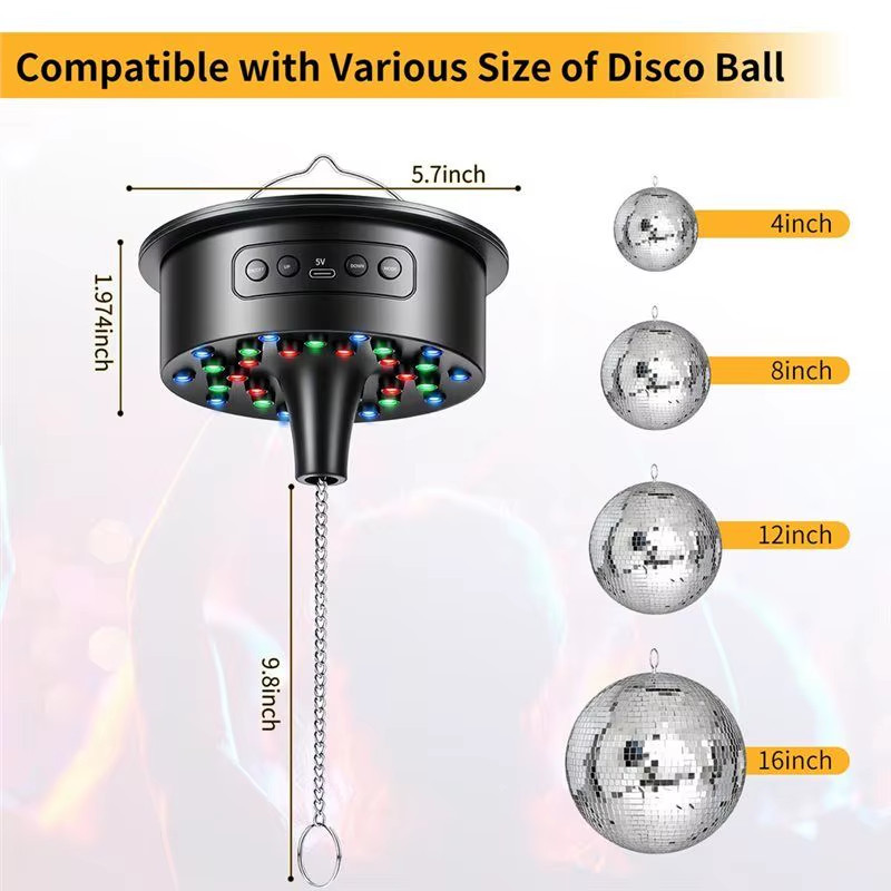 Party Disco Ball Motor Light w/ Remote Rotating Mirror Spinner Adjustable Speed