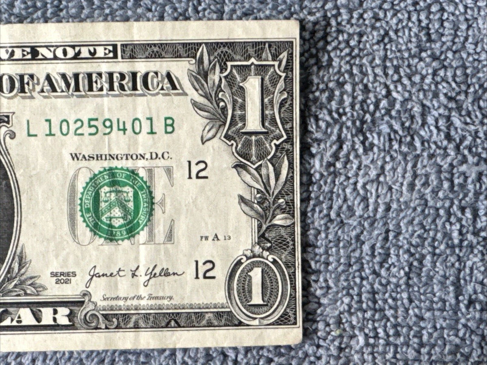 2021 $1 Washington Misprint Note Error