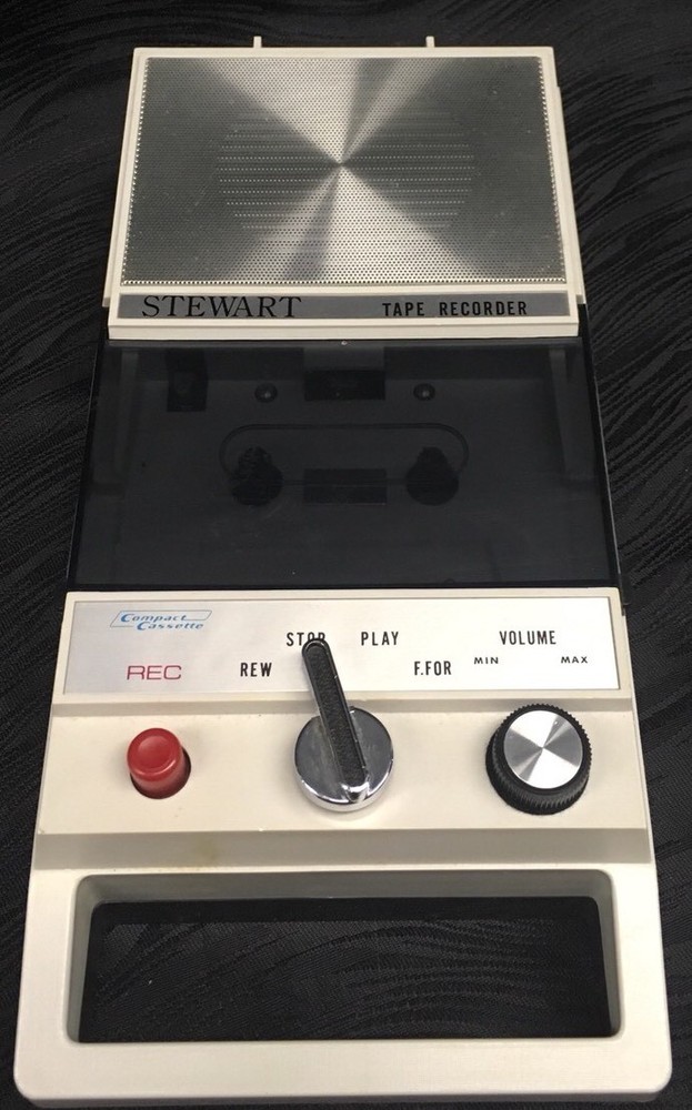 Vtg Stewart AC/DC Solid State Transistorized Cassette Tape Recorder Model 8-K
