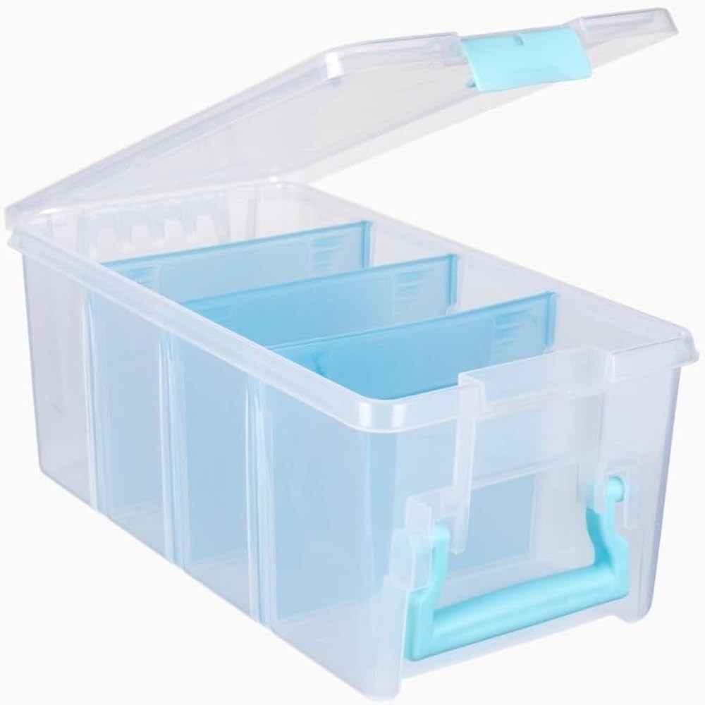 Stackable Waterproof Craft Organizer with Handle and Customizable Compartments