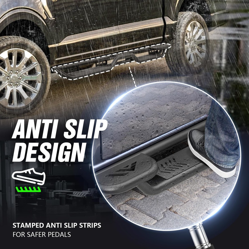 Two Raised Steps Running Boards Side Steps for 2015-2025 Chevy