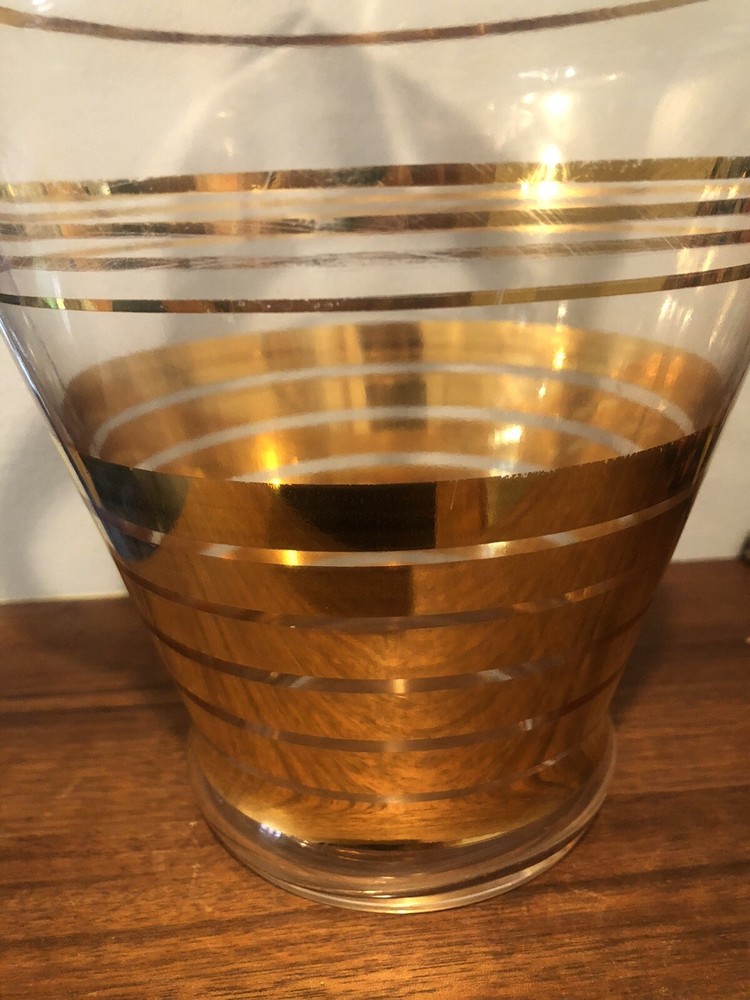 MCM Clear Pitcher With Gold Stripes