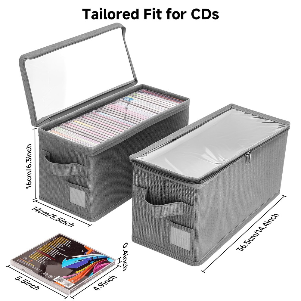 yoyobubu Stackable CD Holder & Storage Case - CD Storage Box Organizer with L...
