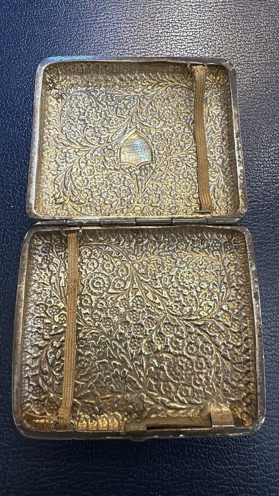 Kashmiri Indian Silver Cigarette Case With Embossed Parsley Leaf Pattern. 1880