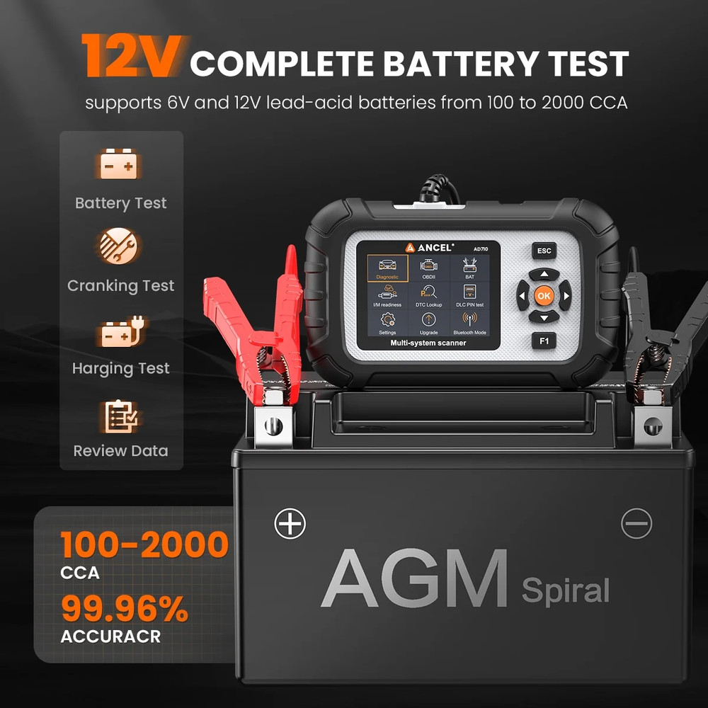 ABS SRS Scanner Diagnostic Tool Engine OBD2 Code Reader & Cranking Charging Test