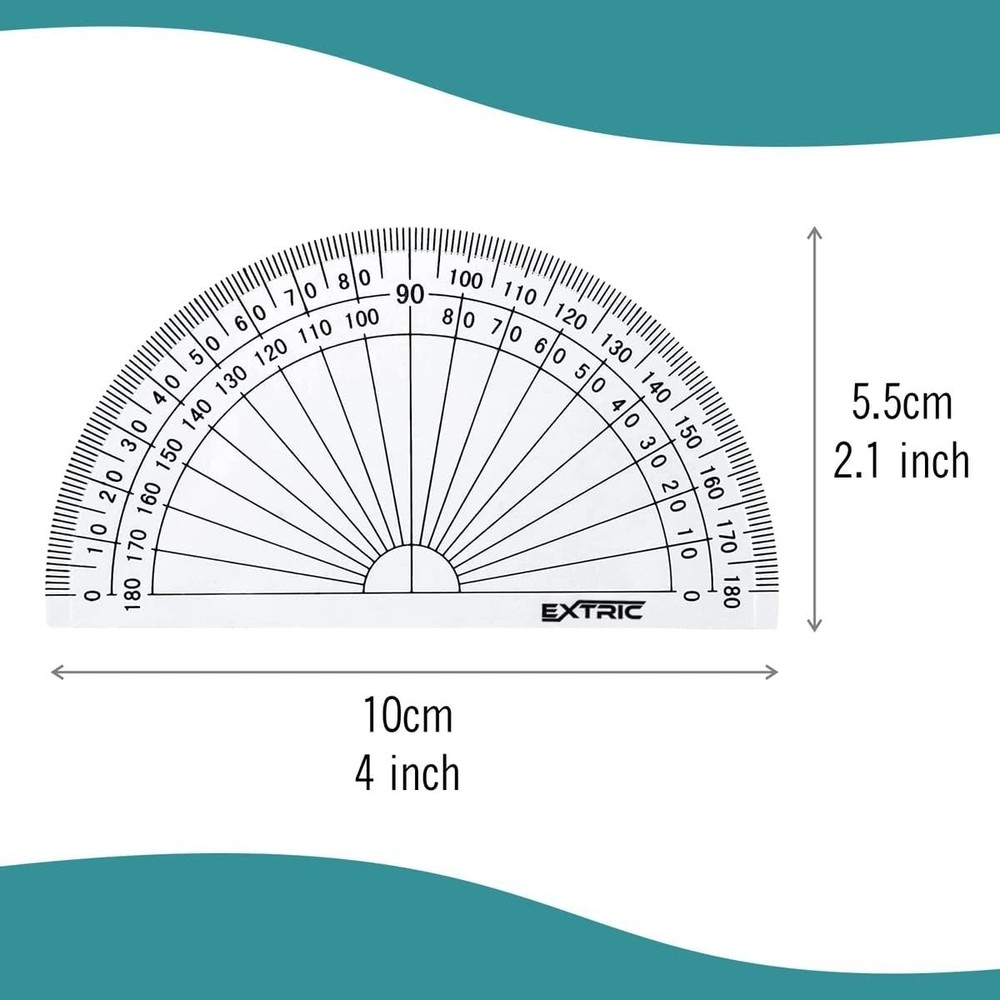 Lightweight Plastic Protractor Set, Perfect for Math and Drafting Projects