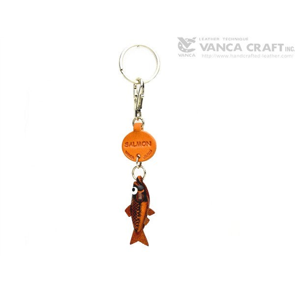 Salmon Japanese Leather Keychains Fish