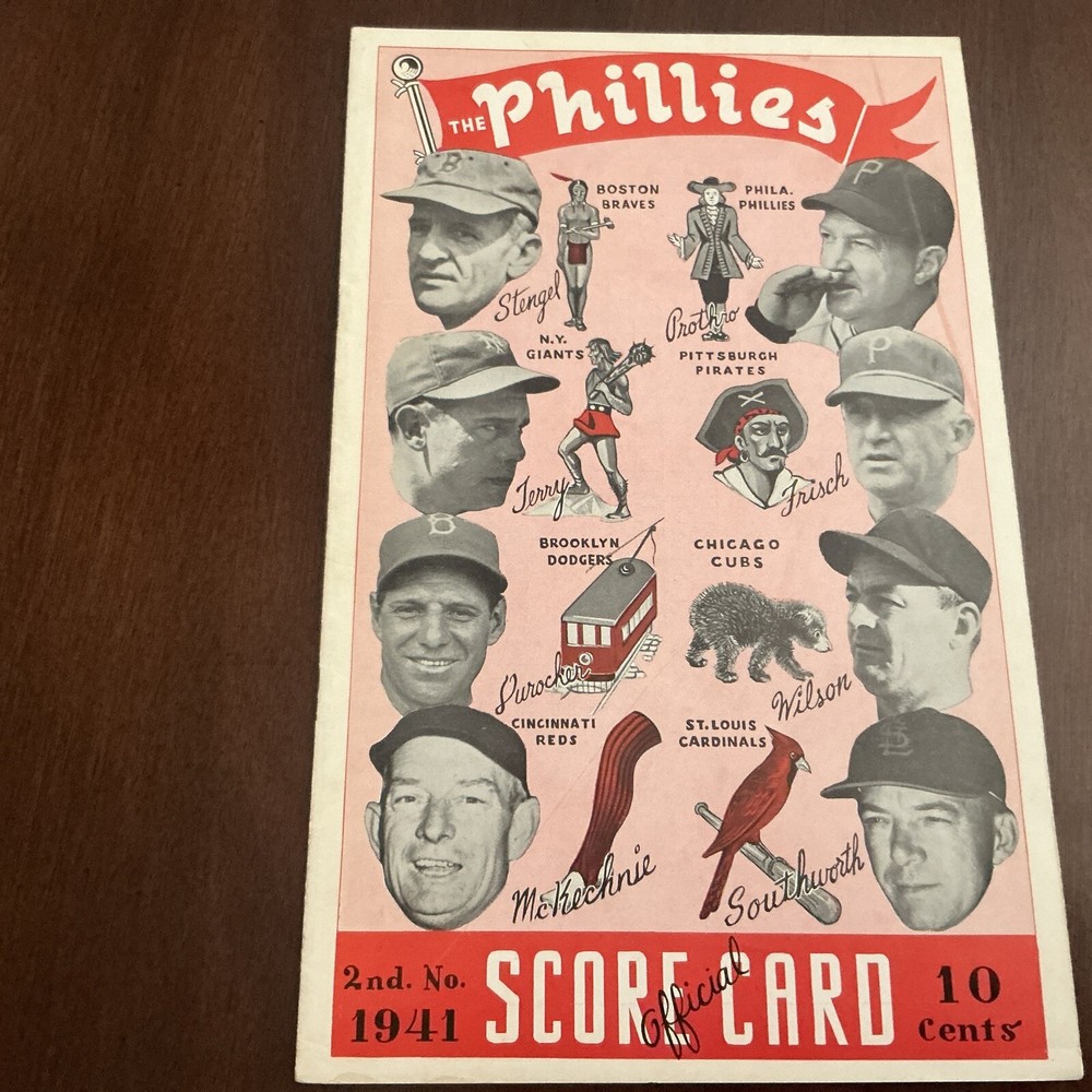 Phillies Vs. Cincinnati 1941 Official Program Scored Lombardi Great Condition