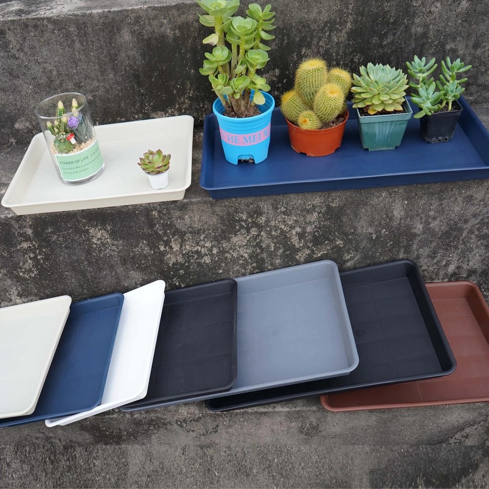 Plant Saucer Growing Tray Seed Starter Rectangular Heavy Sturdy Plastic Drainage