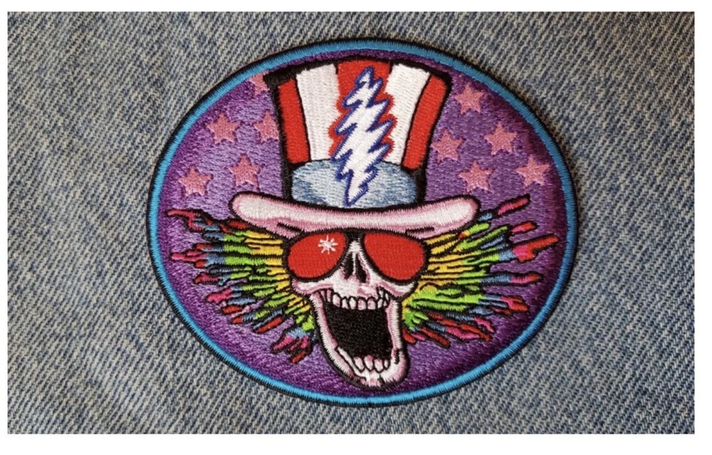Grateful Dead Patch- Psycle Sam 100% embroidered patch. Uncle Sam skeleton