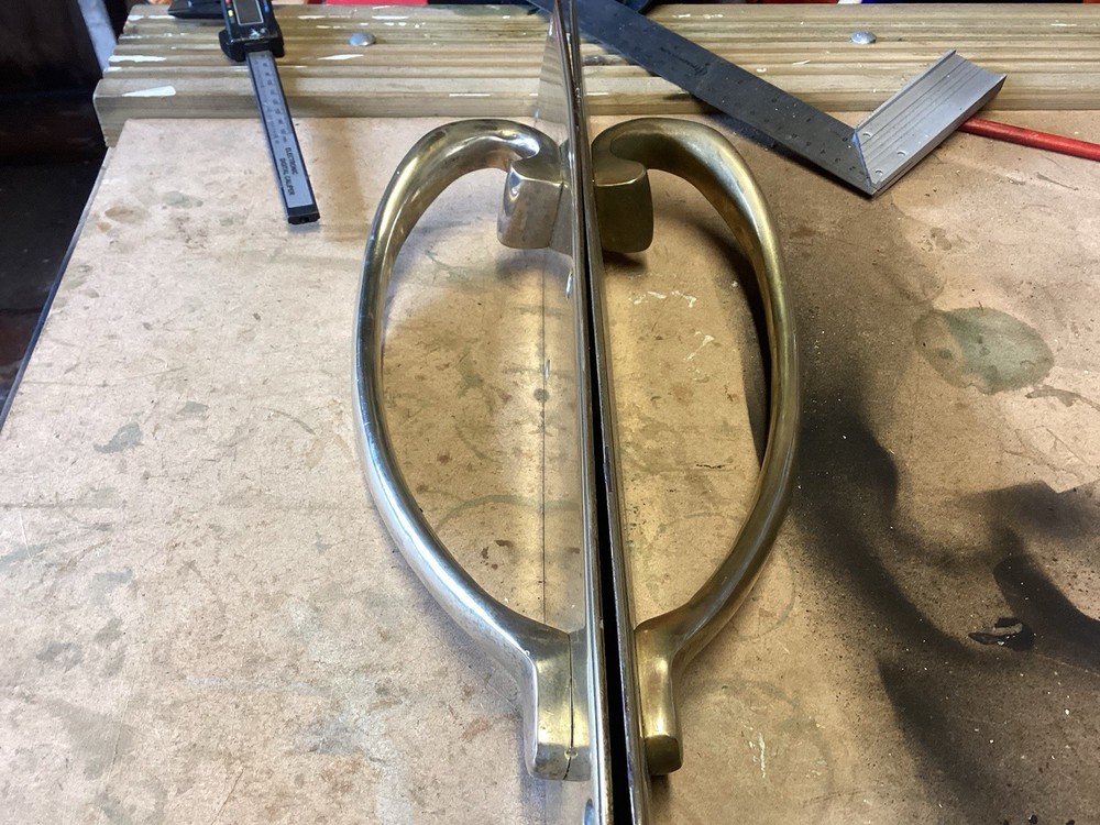 RECLAIMED SOLID BRASS DOOR PULLS PUB / SHOP /BANK PAIR