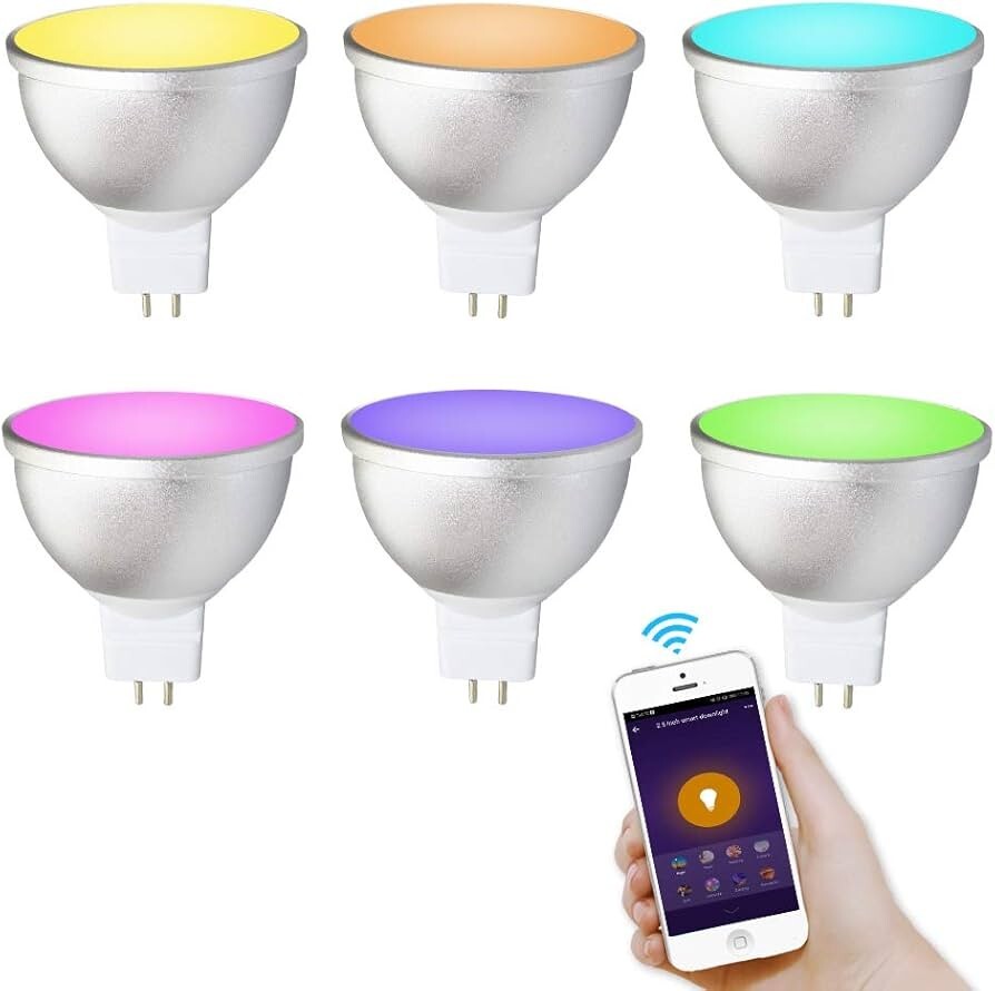 Mr16 Smart LED Bulb Gu5.3 Base Wifi Controlled 6 Pack