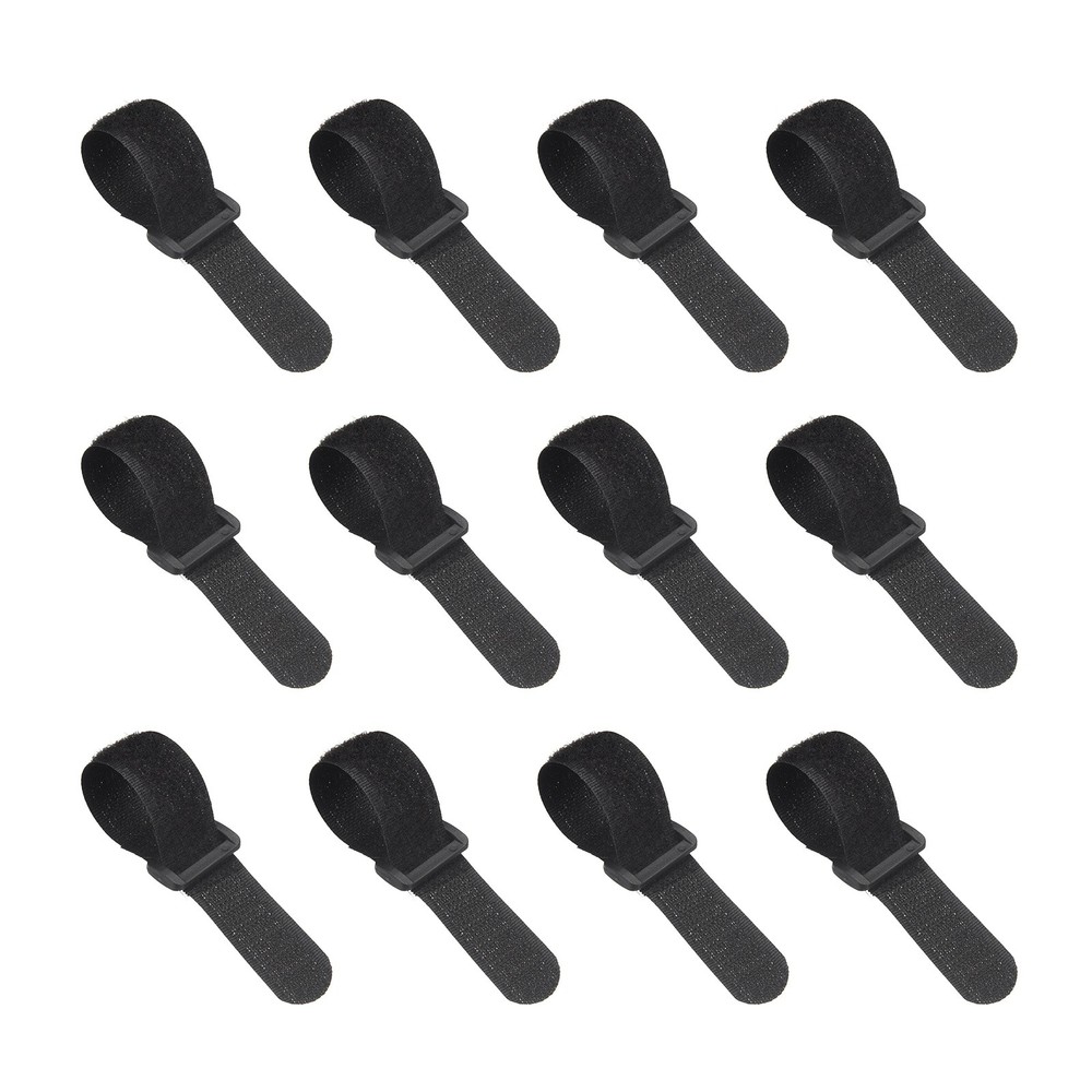 12pcs Reusable Cinch Straps 0.8"x5.9" Hook and Loop Cable Securing Straps, Black