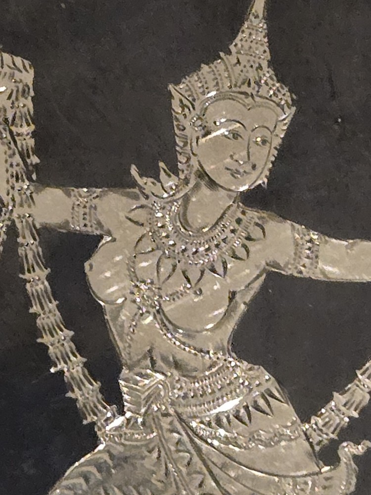 VTG Siam Thailand Solid Sterling Silver & Niello Dancer Etch Cigarette Case Box