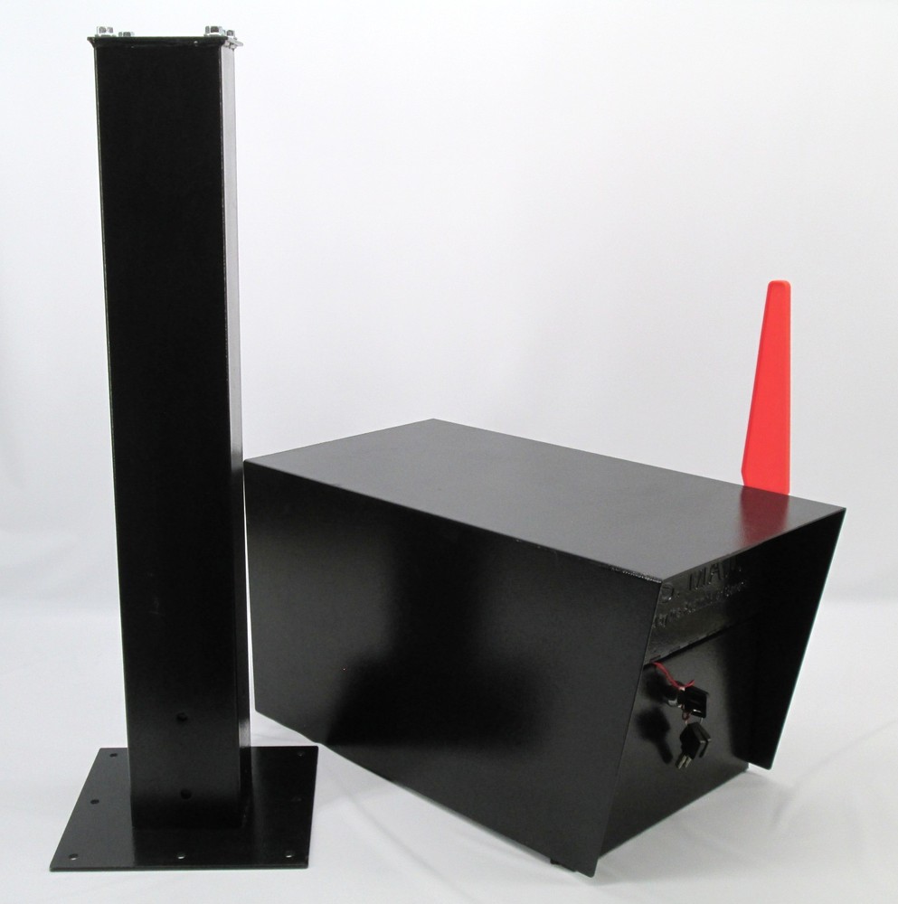 Mail Boss 7506 Mail Manager Curbside Locking Security Mailbox Black w/ Post