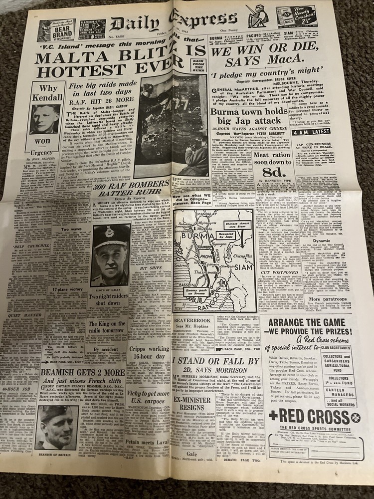 WW2 -DAILY EXPRESS -March 27,,1942