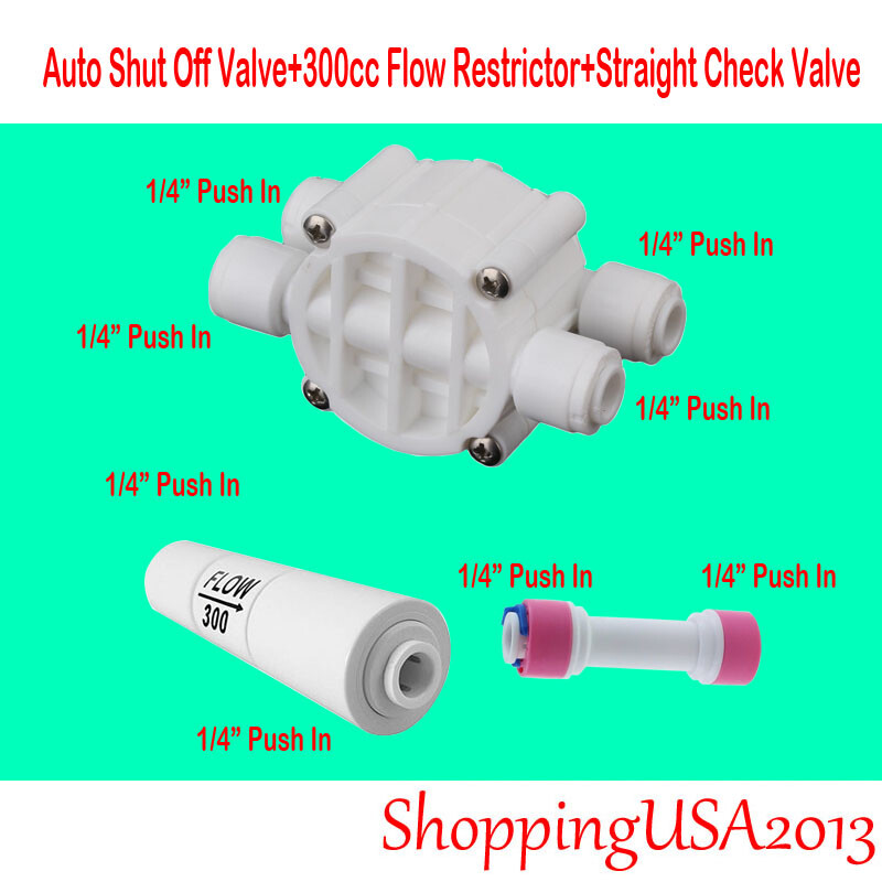 Auto Shut Off Valve 1/4" 1/4" Straight Check Valve &Flow Restrictor