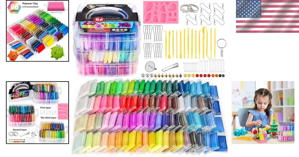 Creative Polymer Clay Starter Kit - 86 Colors, Sculpting Tools & Project Guide