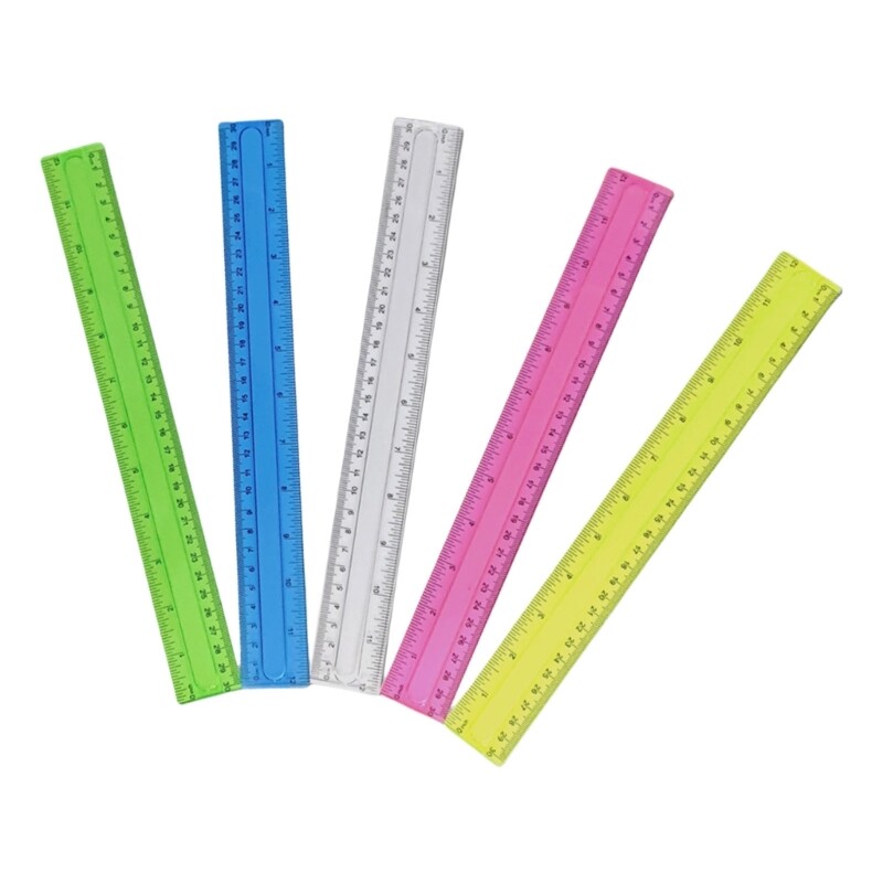 Math Ruler Colorful Drawing Ruler with Inches Centimeters Scale for Drawing