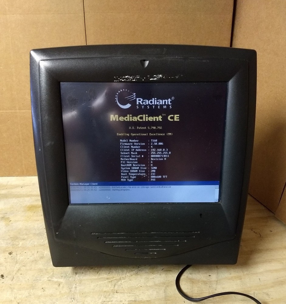 RADIANT SYSTEMS T160 TOUCHSCREEN TERMINAL