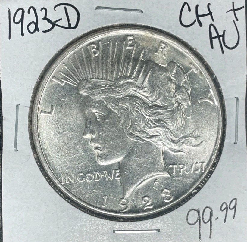 1923-D PEACE SILVER DOLLAR - CH/AU+ ~NICE COIN~REF#A