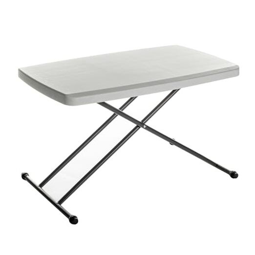 Small Camping Personal Folding Heavy Duty Utility Adjustable Table Platinum