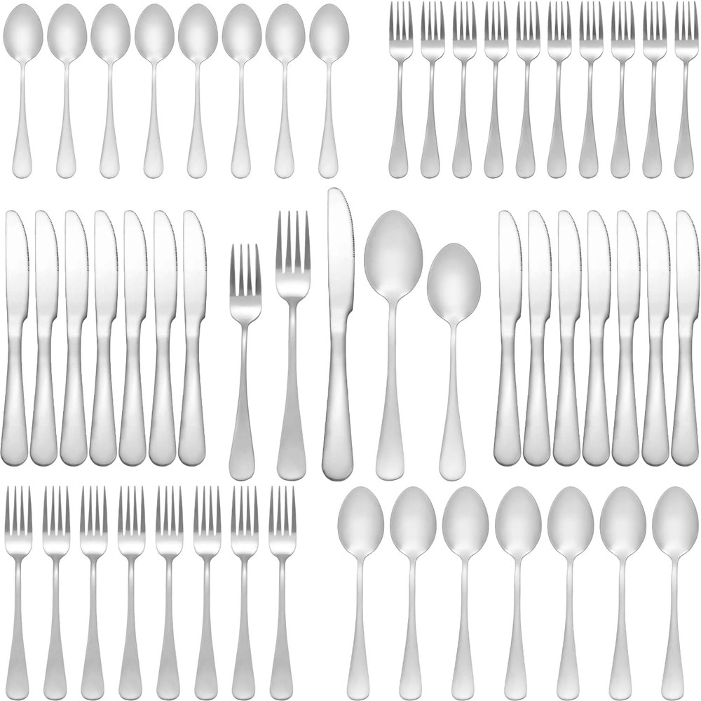 Silverware Set 50 Piece Stainless Steel Flatware Set Silverware Utensils for ...