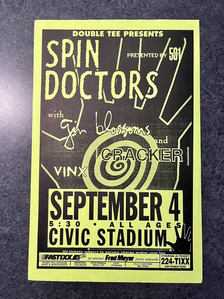 Spin Doctors Cracker Gin Blossoms Poster Eugene 11x17