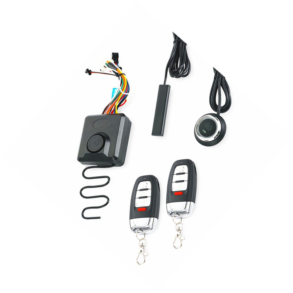 Motorcycle Engine Ignition Keyless One-button Start Anti-theft Alarm System Kit