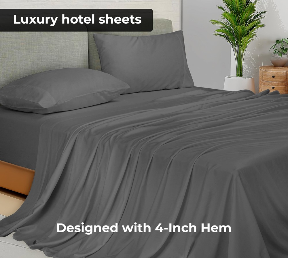 Royale Linens 6 Pack Bulk Flat Sheet Set - Top Sheets - Soft 1800 Microfiber ...