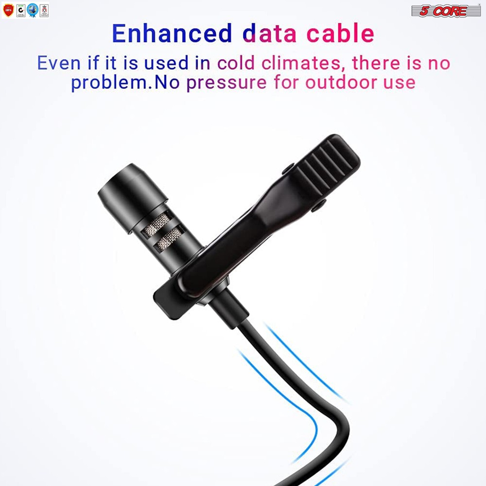 5Core Lavalier Microphone Clip On Mic Professional Grade Lav Lapel Microfono