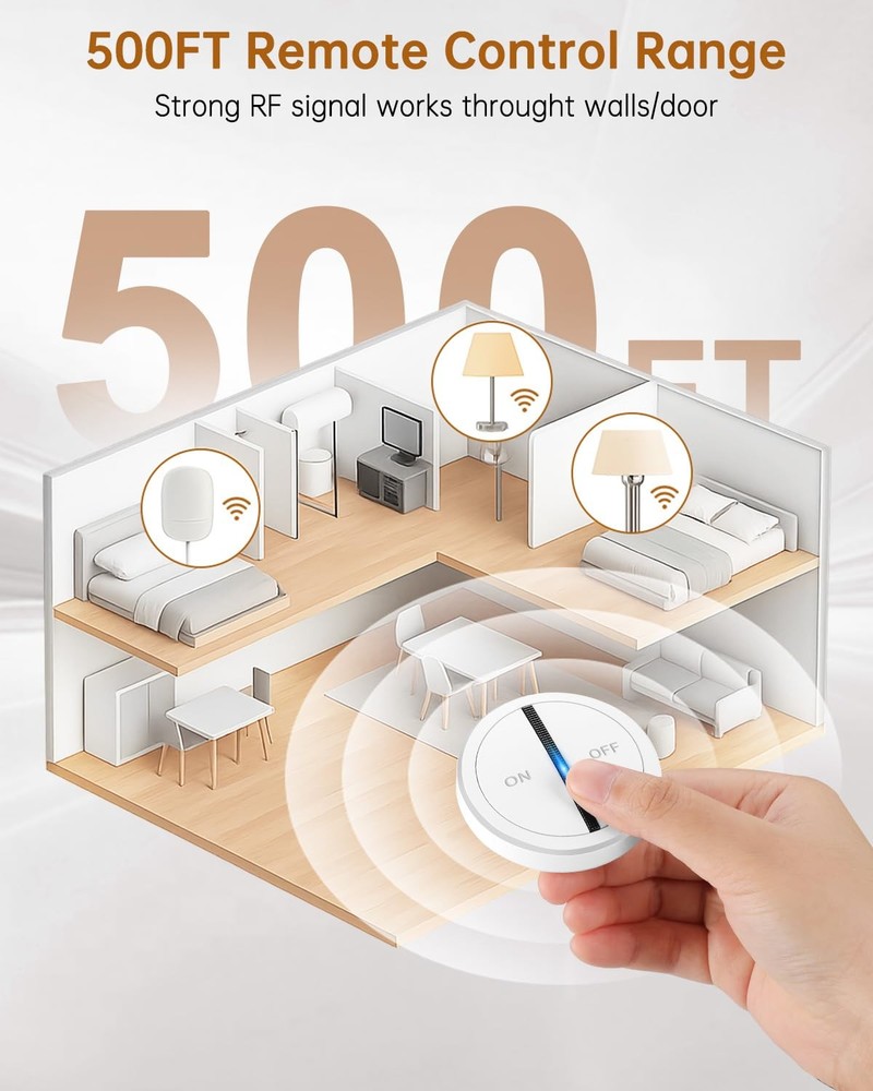 Garbage Disposal Wireless Switch Kit, 500 Feet RF Range Remote Control Outlet...