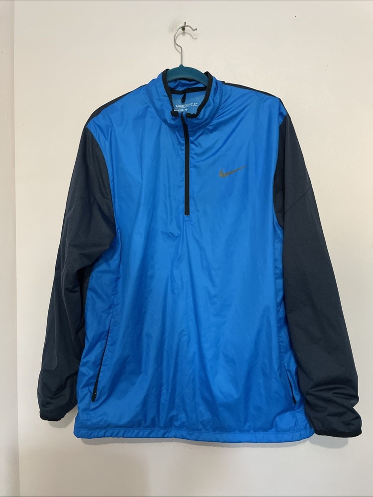 Mens Nike Golf Blue 1/4 Zip Long Sleeve Pullover Windbreaker - Size Large